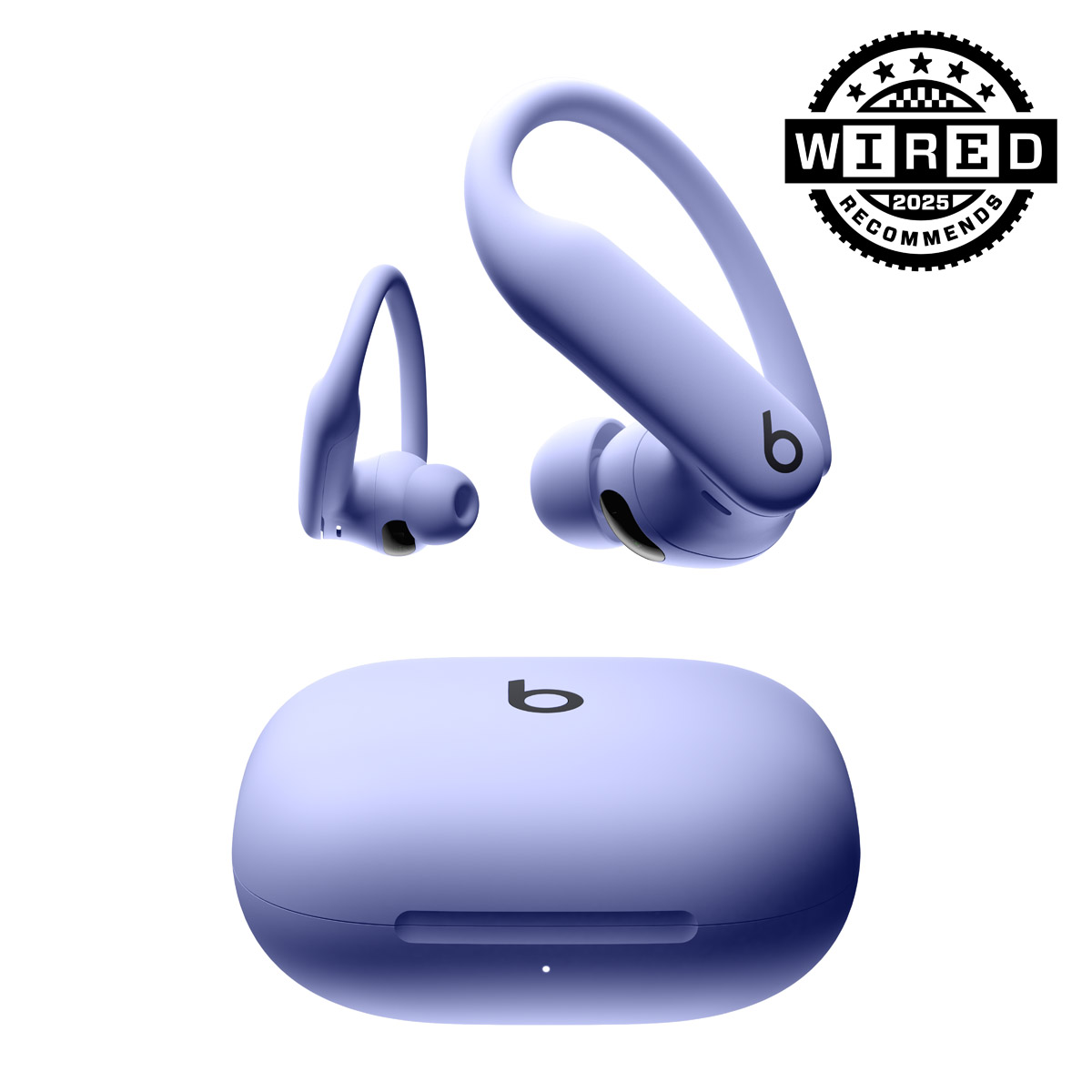 Powerbeats Pro 2 in Hyper Purple color with Wired 2025 Recommends badge.