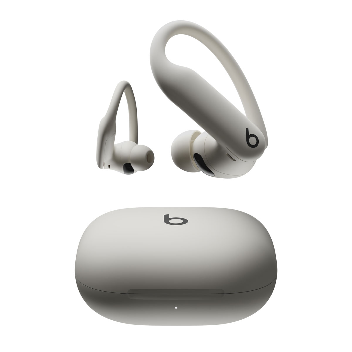 Primer plano de unos Powerbeats Pro 2 color arena movediza.